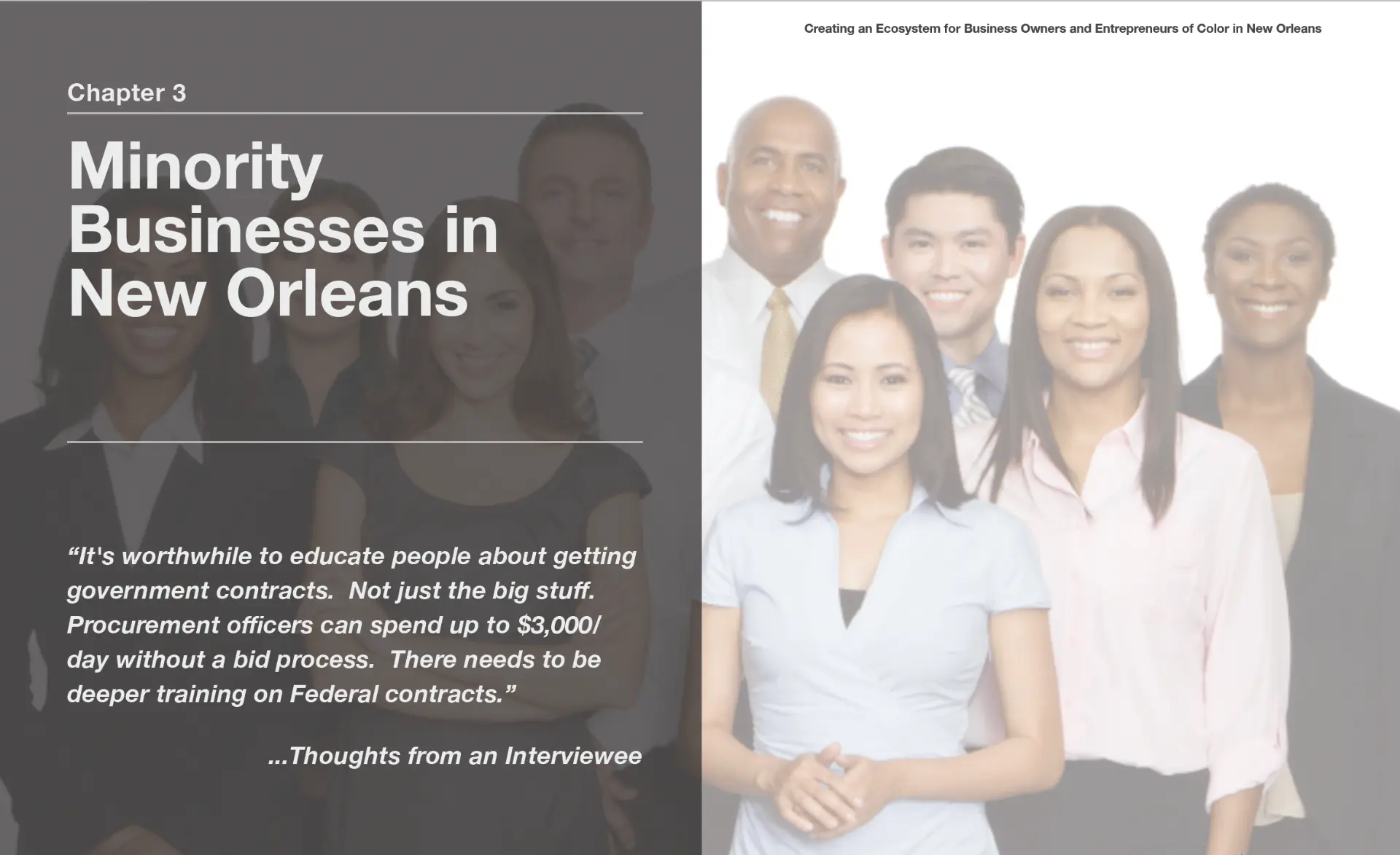 Report cover — Minority Businesses in New Orleans, Chapter 3
