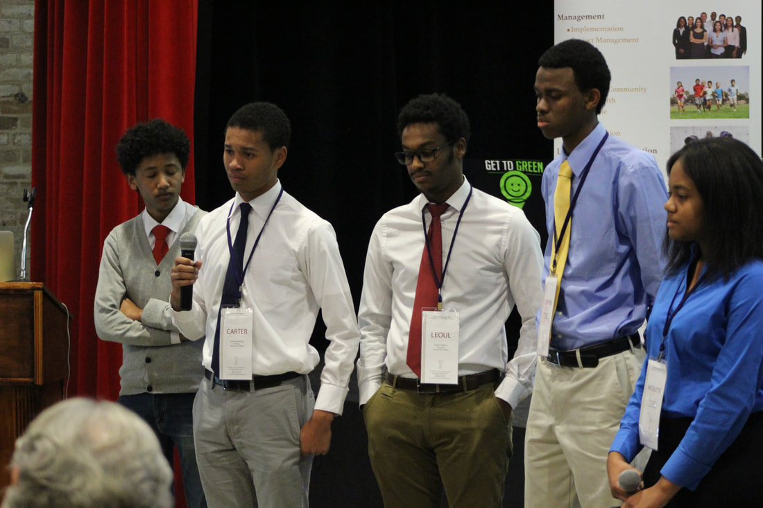 Five Riverside team members addressing the TIME Challenge judges