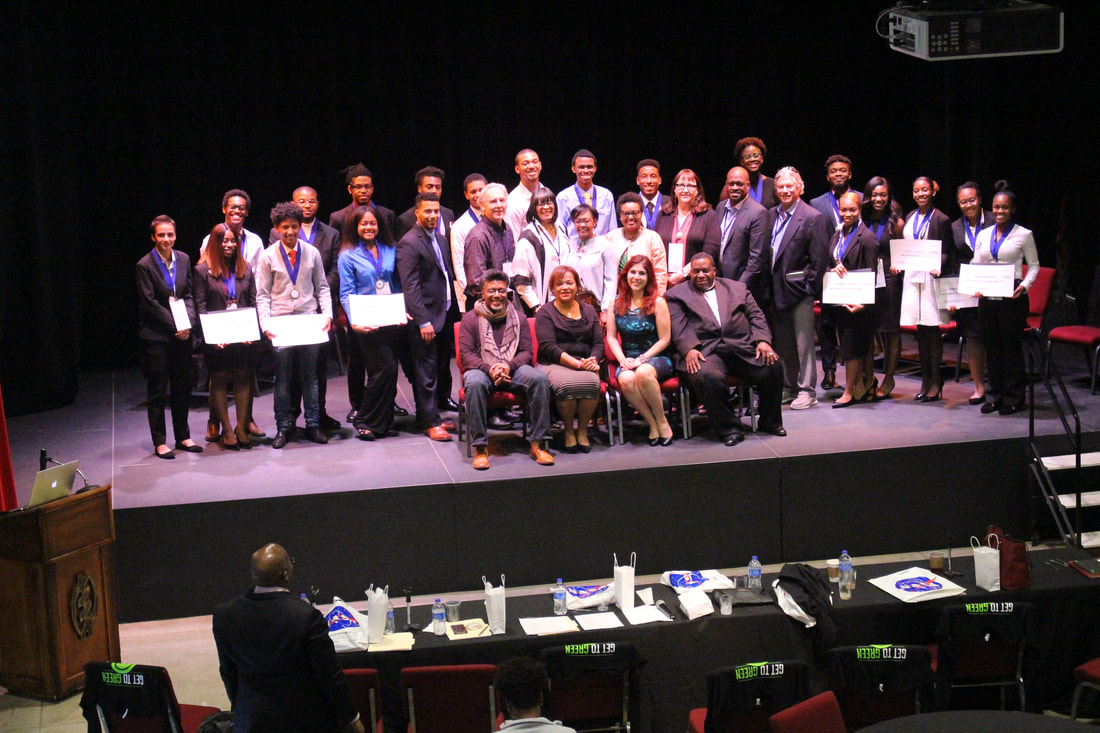 TIME Challenge students and organizers gathered for a group photograph on stage